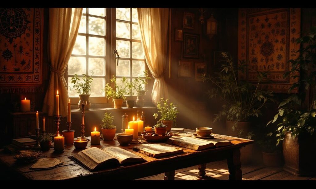Заговор, дом, свечи, книги, травы