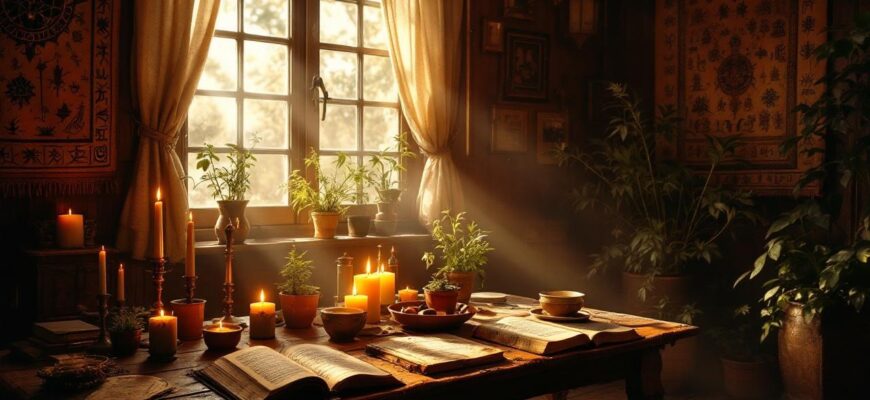 Заговор, дом, свечи, книги, травы
